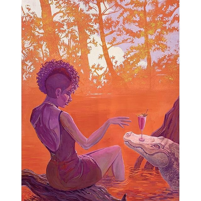 New! Orange Afternoon, originally painted in gouache and prints now available on the site! DM for questions about the original. #nola #nolacityportraits #vintageposters #posterart #retrostyle