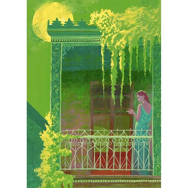 New painting! Balcony Haze. Gouache on cold press paper. Prints now available online! #nolacityportraits