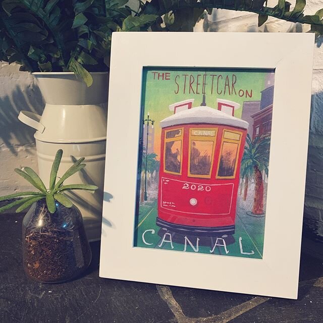 New piece! This painting was done in gouache and the original as well as prints are available on my website! @palacemarketfrenchmen #nolacityportraits #canalstreetcar