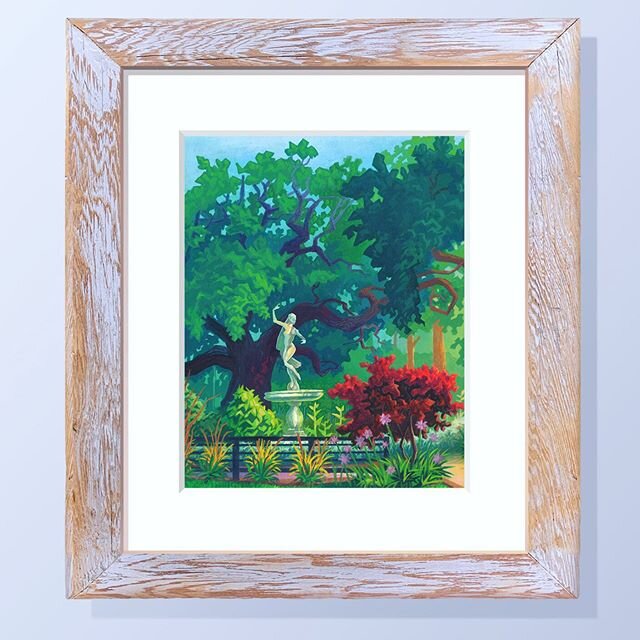 Audubon Park original acrylic painting on illustration board and framed now available! #nolacityportraits #audubonpark #acrylicpainting